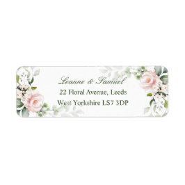 ピンクのバラ グリーンフォリア 送り先住所ラベル ラベル