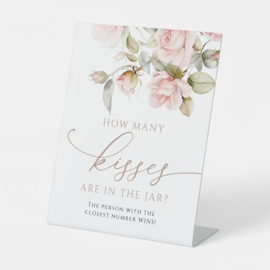 ピンクのバラ&グリーン瓶の中にキスの数 台座サイン (正面)