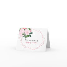 ピンクのバラ グリーン ジオメトリック お礼