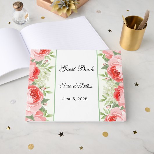 ピンクのバラ ゲストブック (正面見開き)