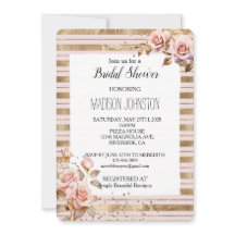 ピンクのバラ ゴールドストライプ グリッター ブライダルシャワー