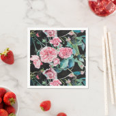 ピンクのバラ シャビー シック フラワーのサーヴィエット ナプキン スタンダードカクテルナプキン (インサイチュ)