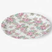 ピンクのバラ シャビー ヴィンテージ チック アンティーク ペーパープレート (アングル)