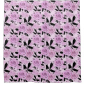 ピンクのバラ シャワーカーテン (正面)