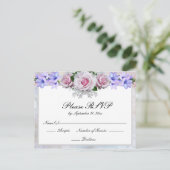 ピンクのバラ | シルバーボケージュのウェディング返信 インビテーションポストカード (スタンド正面)