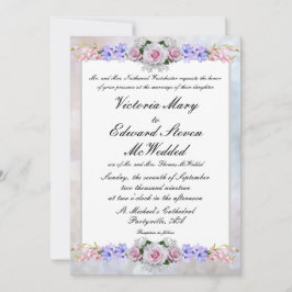 ピンクのバラ | シルバーボケ 結婚式 招待状