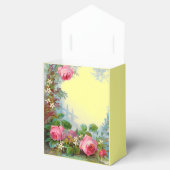 ピンクのバラ,ジャスミンの結婚宝石モノグラムイエロー フェイバーボックス (オープン)