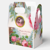 ピンクのバラ,ジャスミンの結婚宝石モノグラム フェイバーボックス (オープン)