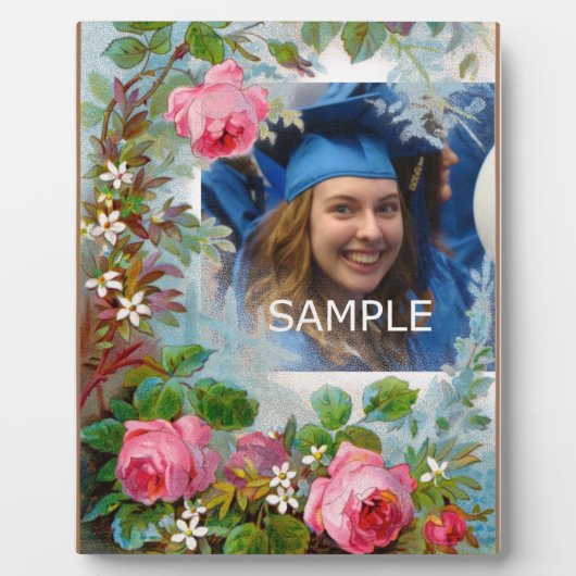 ピンクのバラ&ジャスミン フォトプラーク (正面)