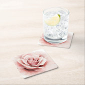 ピンクのバラ スクエアペーパーコースター (インサイチュ)