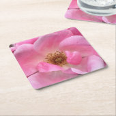 ピンクのバラ スクエアペーパーコースター (アングル)