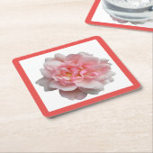 ピンクのバラ スクエアペーパーコースター (アングル)