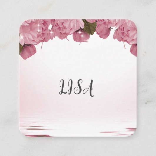 ピンクのバラ スクエア名刺 (正面)