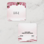 ピンクのバラ スクエア名刺 (正面/裏面)