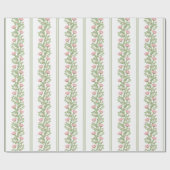 ピンクのバラ&ストライプズオンホワイト ラッピングペーパー (フラット)