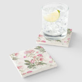 ピンクのバラ ストーンコースター (横)