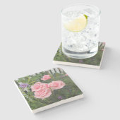 ピンクのバラ ストーンコースター (横)