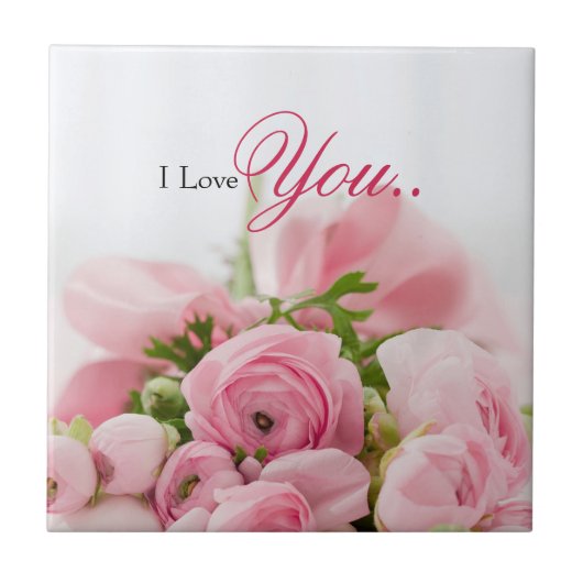 ピンクのバラ タイル (正面)