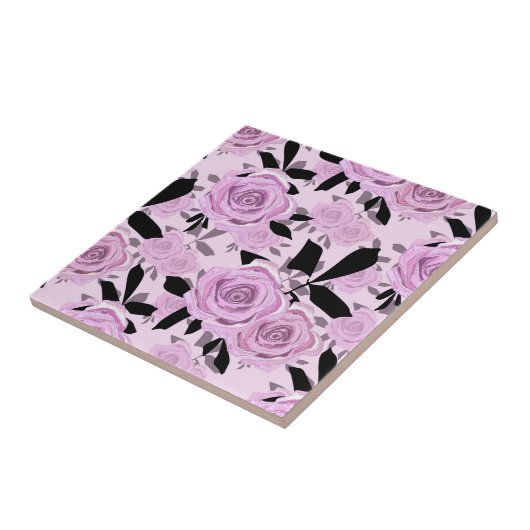 ピンクのバラ タイル (側面)