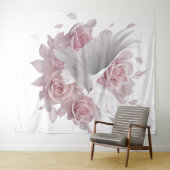 ピンクのバラ + ダックのタペストリー タペストリー (インサイチュ(横))