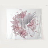 ピンクのバラ + ダックのタペストリー タペストリー (正面(横))