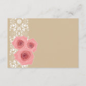 ピンクのバラ ダマスクレース 結婚式の受付カード エンクロージャーカード (裏面)