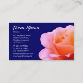 ピンクのバラ – ネイビーブルー 名刺 (裏面)