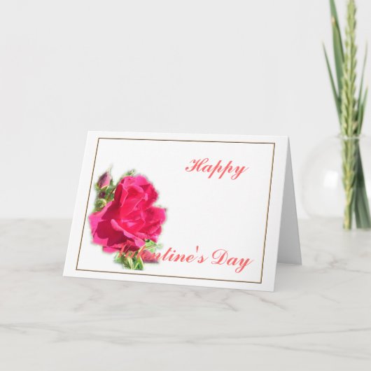 ピンクのバラ，ハッピーバレンタインデー シーズンカード (正面)