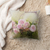 ピンクのバラ/バスケットのカーネーション クッション (ブランケット)