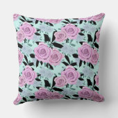 ピンクのバラ,バラ,ターコイズの背景 クッション (裏面)