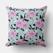 ピンクのバラ,バラ,ターコイズの背景 クッション (正面)