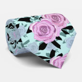 ピンクのバラ，バラ,ターコイズの背景 ネクタイ (ロール)