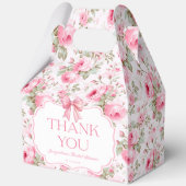 ピンクのバラ ピンクのボウ ブライダルシャワーのお礼 フェイバーボックス (裏面)