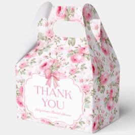 ピンクのバラ ピンクのボウ ブライダルシャワー サンクス フェイバーボックス