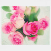 ピンクのバラ フリースブランケット (正面(横))