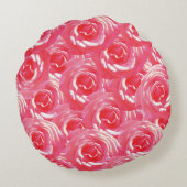 ピンクのバラ、ブーケ、フォトラウンドスロークッション ラウンドクッション (裏面)