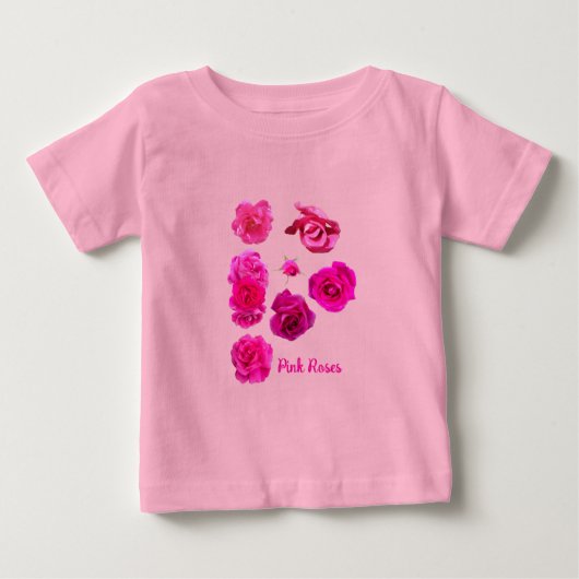 ピンクのバラ ベビーTシャツ (正面)