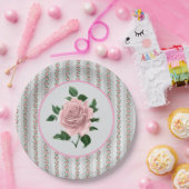 ピンクのバラ ペーパープレート (パーティー)