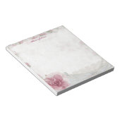 ピンクのバラ、ホワイトレースとフェイク真珠のメモ帳 ノートパッド (アングル)
