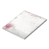 ピンクのバラ、ホワイトレースとフェイク真珠のメモ帳 ノートパッド (回転)