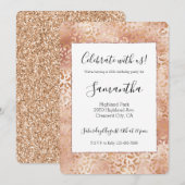 ピンクのバラ ホワイト レオパード プリント 招待状 (正面/裏面)