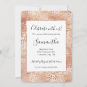 ピンクのバラ ホワイト レオパード プリント 招待状 (正面)