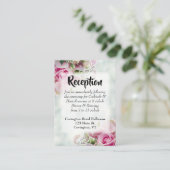 ピンクのバラ ボールドスクリプト 結婚式の披露宴案内 エンクロージャーカード (スタンド正面)