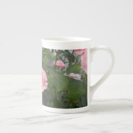 ピンクのバラ ボーンチャイナマグカップ