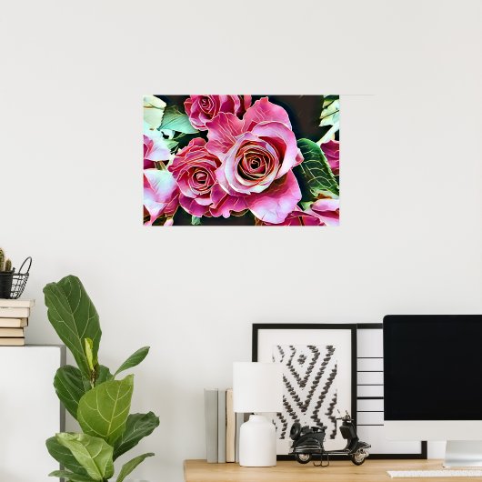 ピンクのバラ ポスター (ホームオフィス)