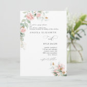 ピンクのバラ ユーカリ 両親 結婚式 招待状 (スタンド正面)