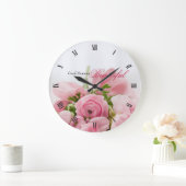 ピンクのバラ ラージ壁時計 (ホーム)