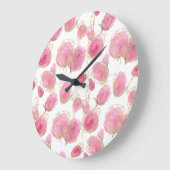 ピンクのバラ ラージ壁時計 (傾斜)
