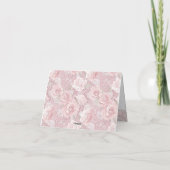 ピンクのバラ、レースとパール サンキューカード (裏面)