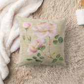ピンクのバラ&レースフローラヴィンテージ枕 クッション (ブランケット)